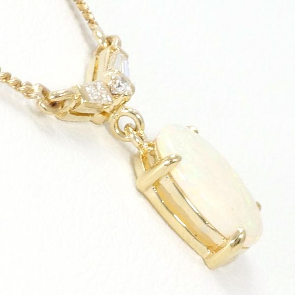 14K Yellow Gold Opal & Diamond Necklace - Total weight