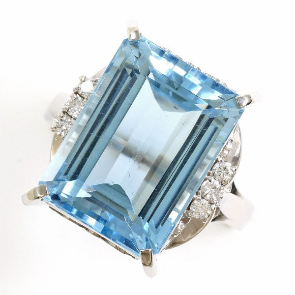 Pt900 Retro Blue Topaz Diamond Ring