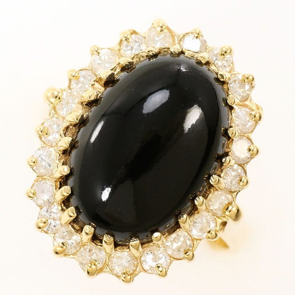 14K Yellow Gold Coral Diamond Ring