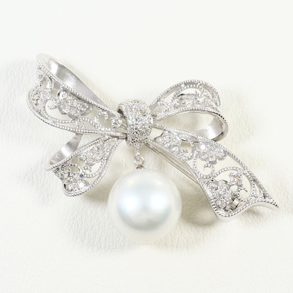 Au750 White Gold South Sea Pearl Diamond Brooch