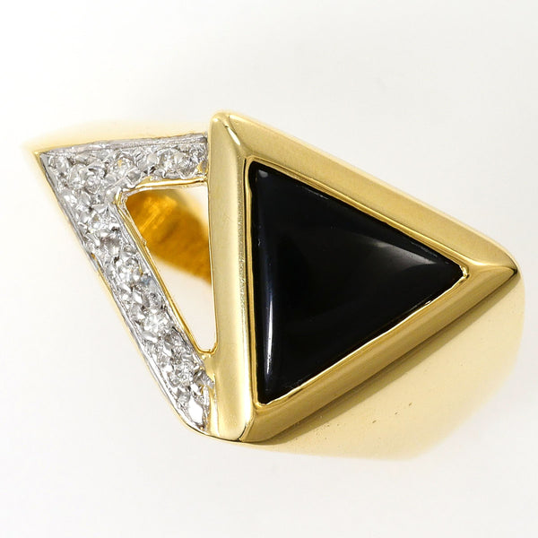 Au750 Yellow Gold Onyx Diamond Ring