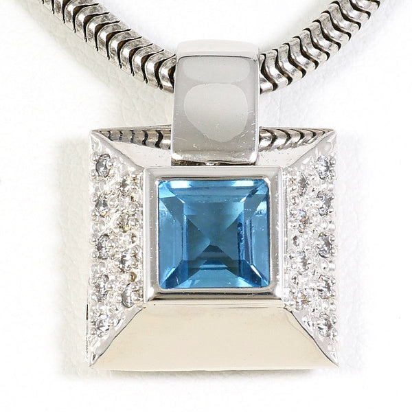 Silver 925 Blue Topaz Zirconia Necklace