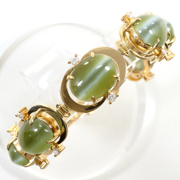 K10 Yellow Gold Nephrite Cat Eye Diamond Bracelet