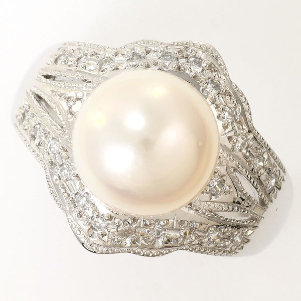PT900 Platinum Akoya Pearl Diamond Ring