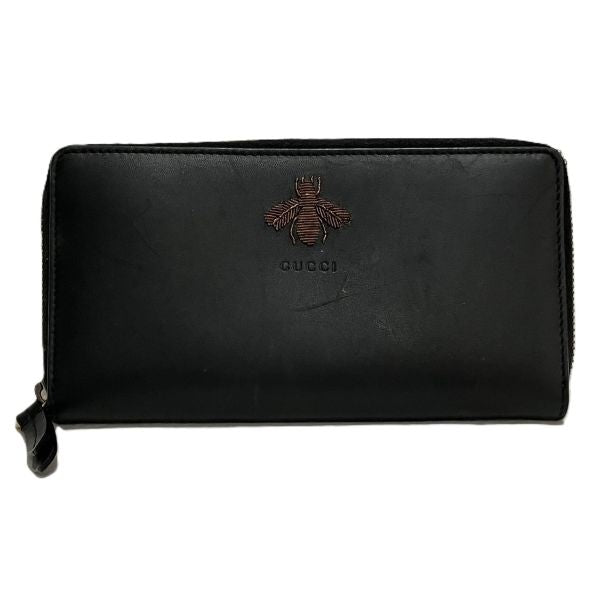 Gucci Animalier Leather Long Zipper Wallet