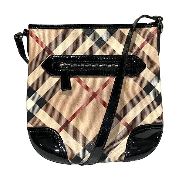 Burberry Check Canvas Leather Shoulder Bag