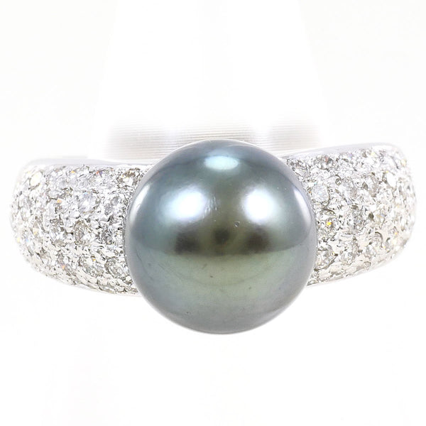 Au750 White Gold Black South Sea Pearl Diamond Ring