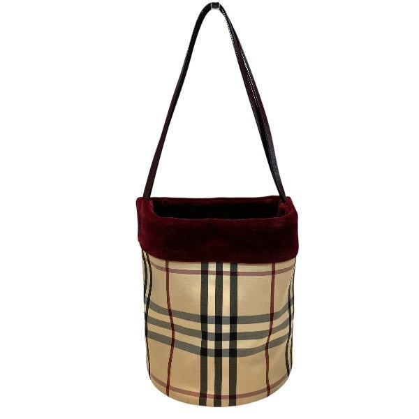 Burberry Check Canvas Leather Tote Bag