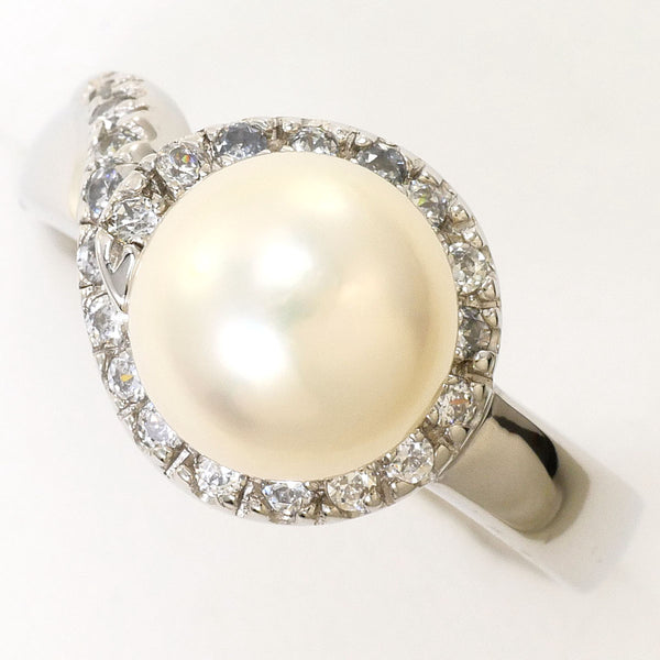 Au585 White Gold Pearl Zirconia Ring