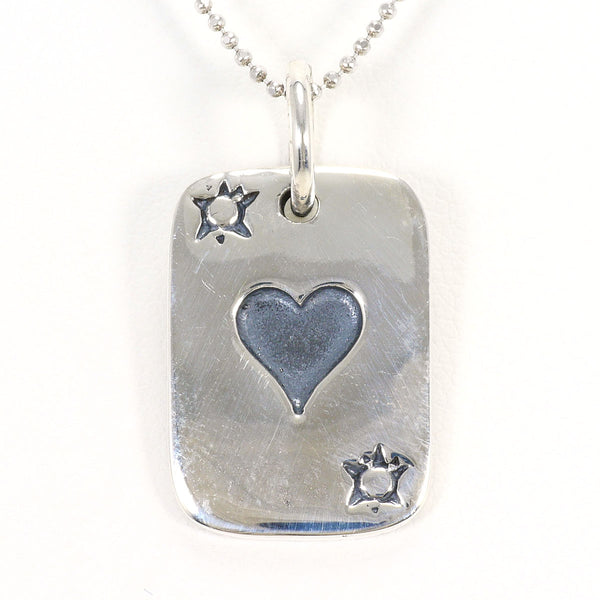 Silver 925 Playing Card Pendant Necklace
