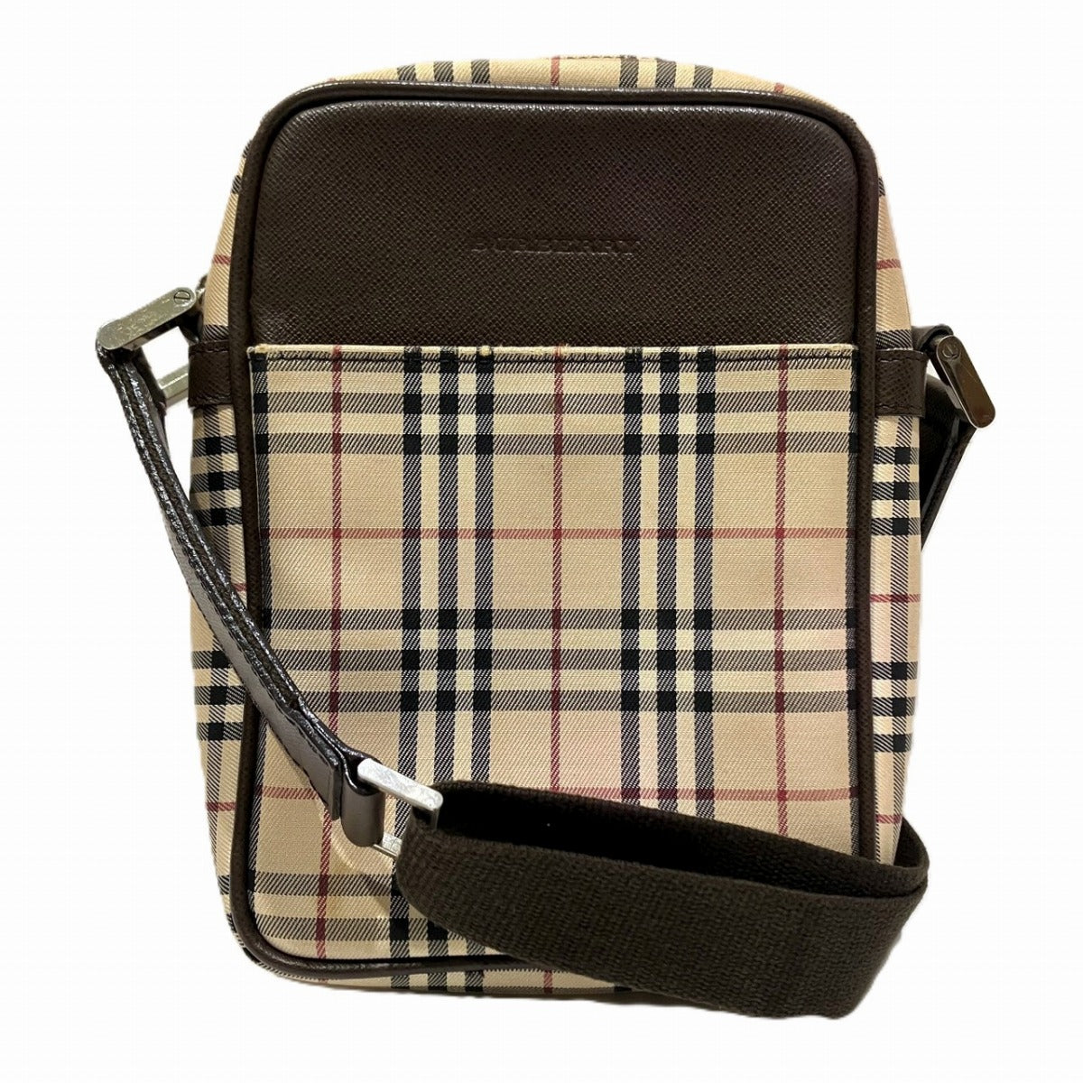Burberry Check Canvas Leather Shoulder Bag