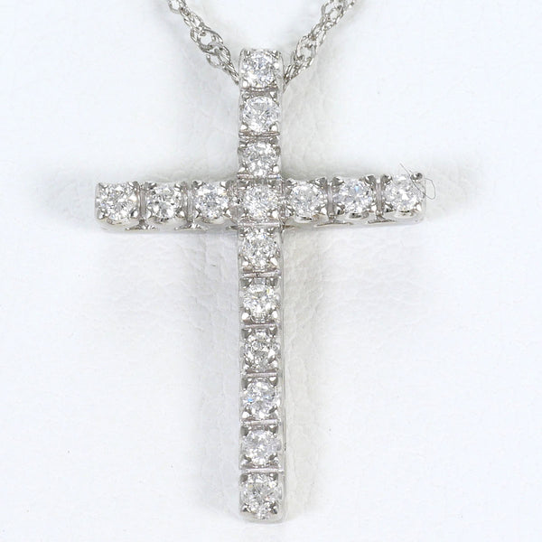 Platinum Diamond Cross Pendant Necklace