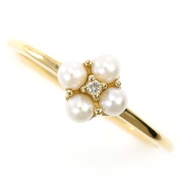 K10 Yellow Gold Pearl Diamond Ring