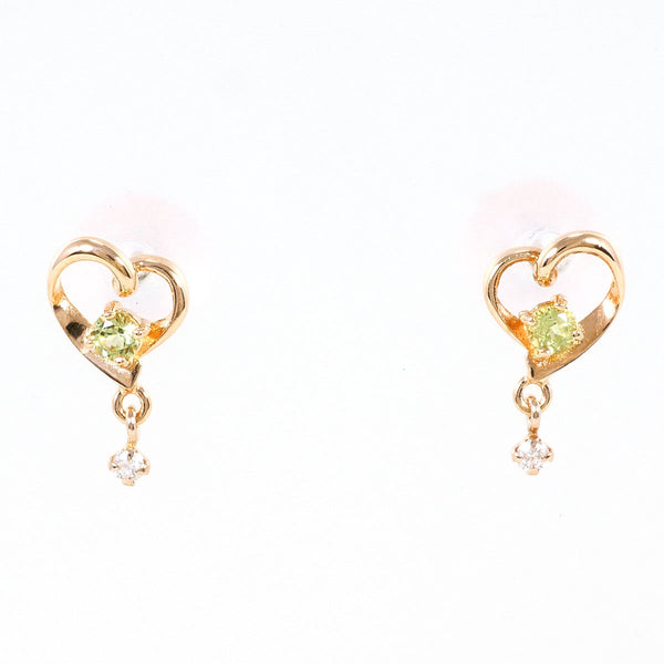 canal4℃ K10 Pink Gold Peridot Zirconia Earrings