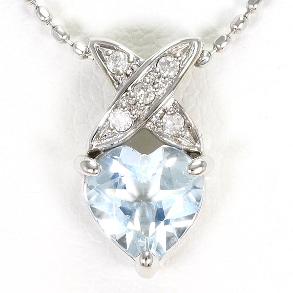 K10 White Gold Aquamarine Diamond Necklace