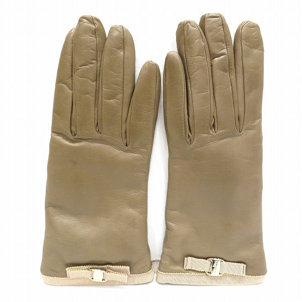 Salvatore Ferragamo Vara Cashmere Leather Gloves