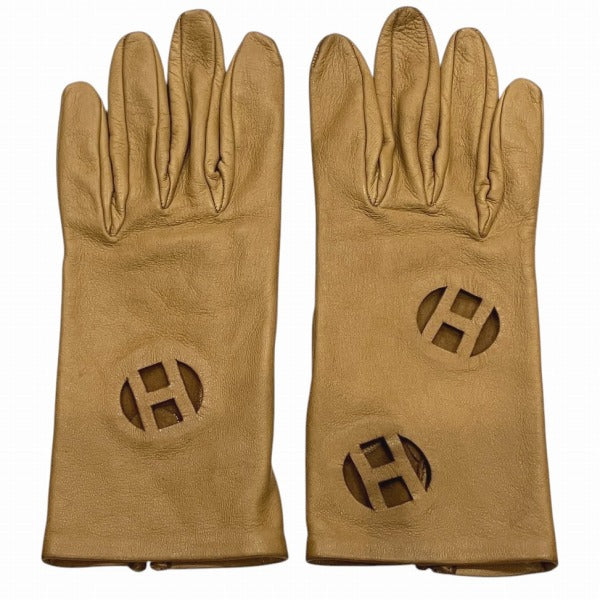 Hermes H logo leather gloves