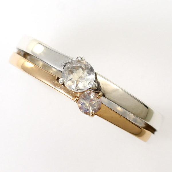 4℃ K10 Yellow Gold Silver Moonstone Ring