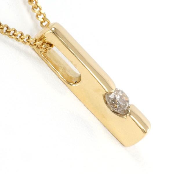 Ladies K18 Yellow Gold Necklace with 0.20 ct Diamond, Total Weight Approx 4.1 g, Length Approx 42 cm - Gold Jewelry
