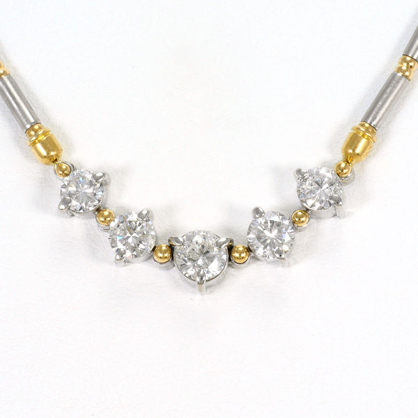 PT850 Platinum Au750 Yellow Gold Diamond Necklace