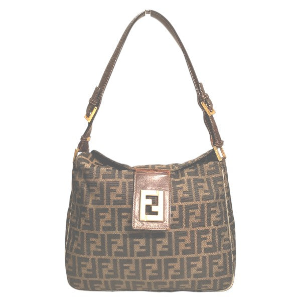 Fendi Zucca Canvas Leather Shoulder Bag