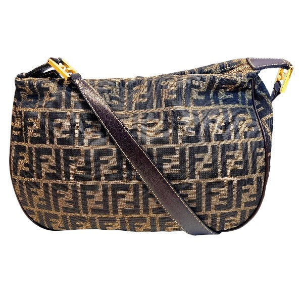 Fendi Zucca Canvas Leather Shoulder Bag