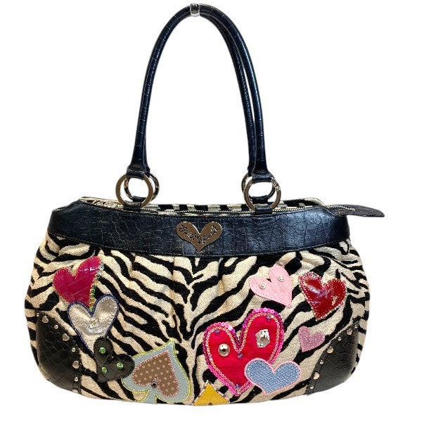 Think Bee PUNKISH ZEBRA Canvas Leather Shoulder Bag