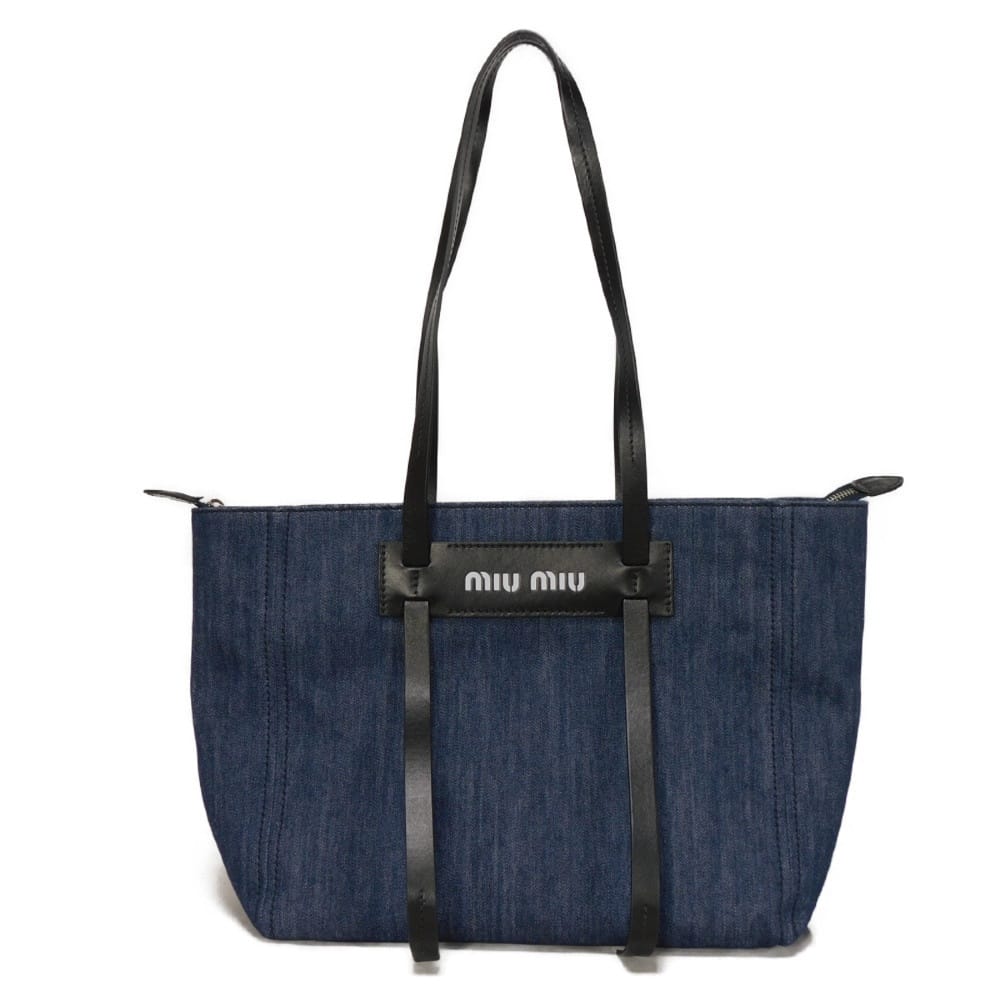 MIU MIU Denim Vitello Tote Bag