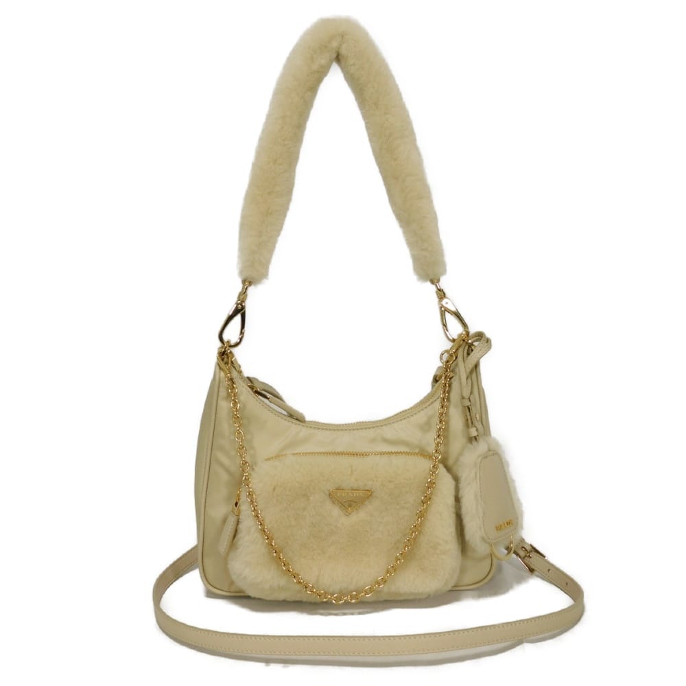 Prada Re-Nylon Shearling Handbag