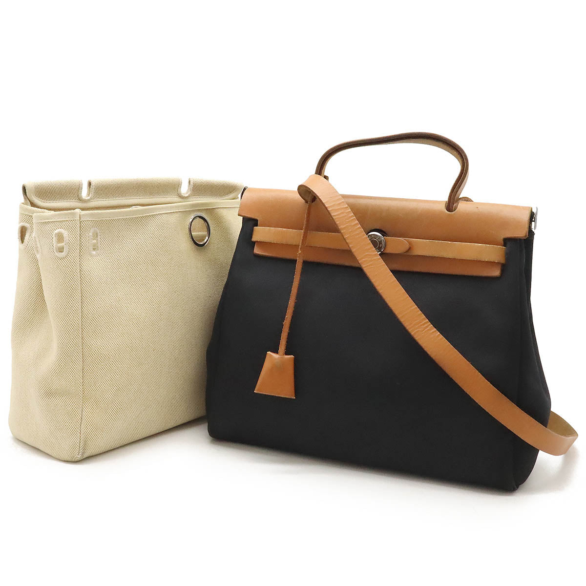 Hermes Herbag PM 2WAY Handbag Black Leather