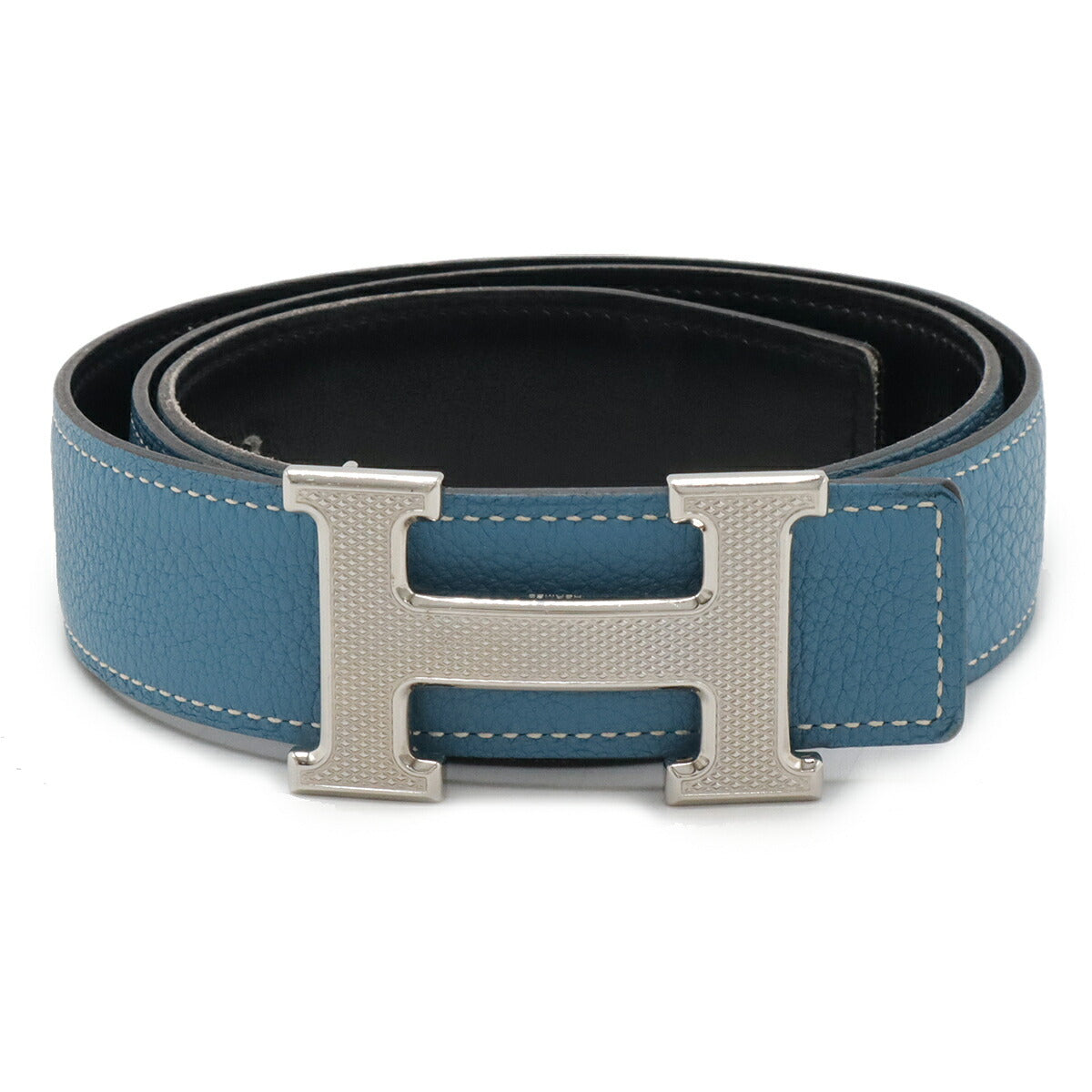 Hermes H Guilloche Leather Belt