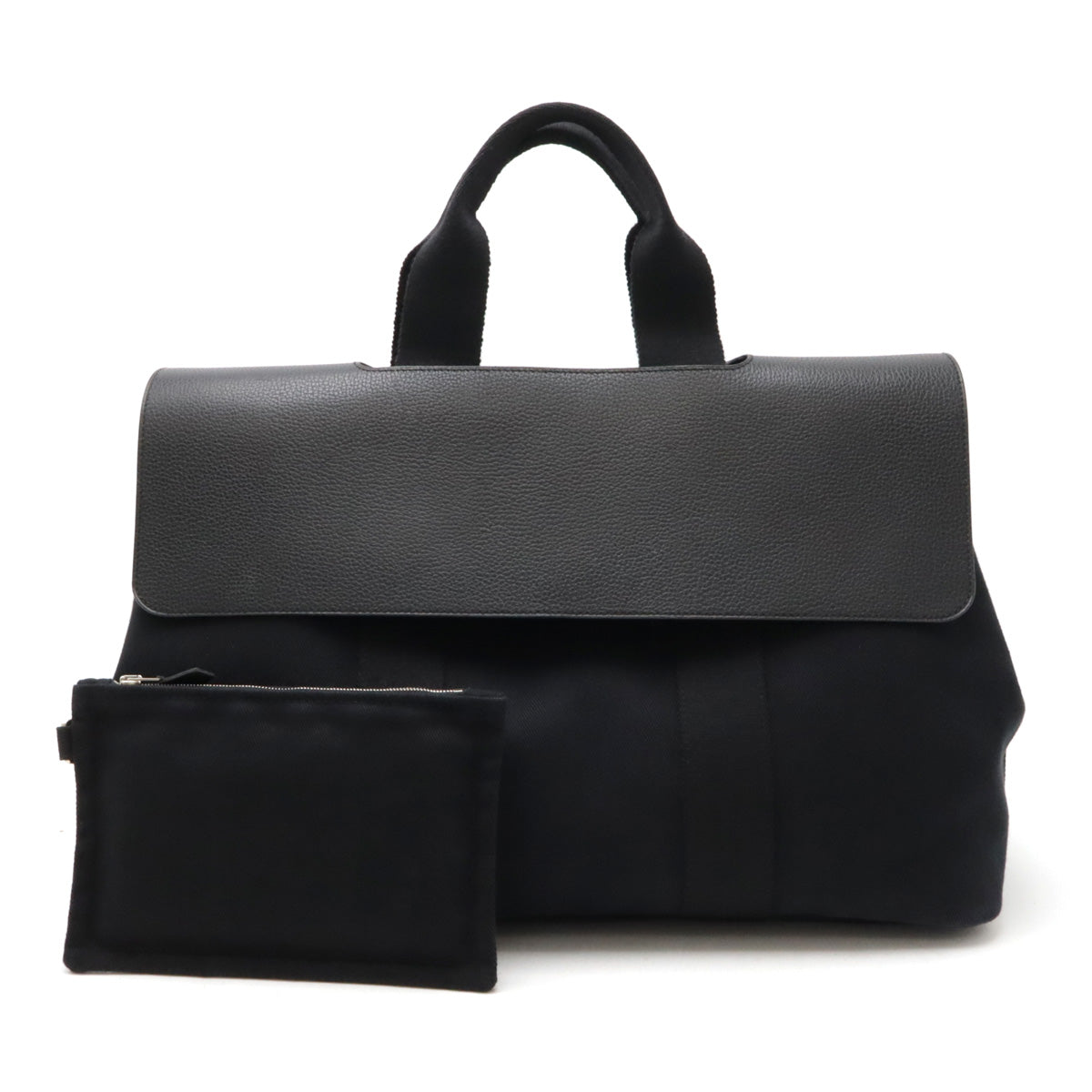 Hermes Valparaiso MM Canvas Leather Tote Bag