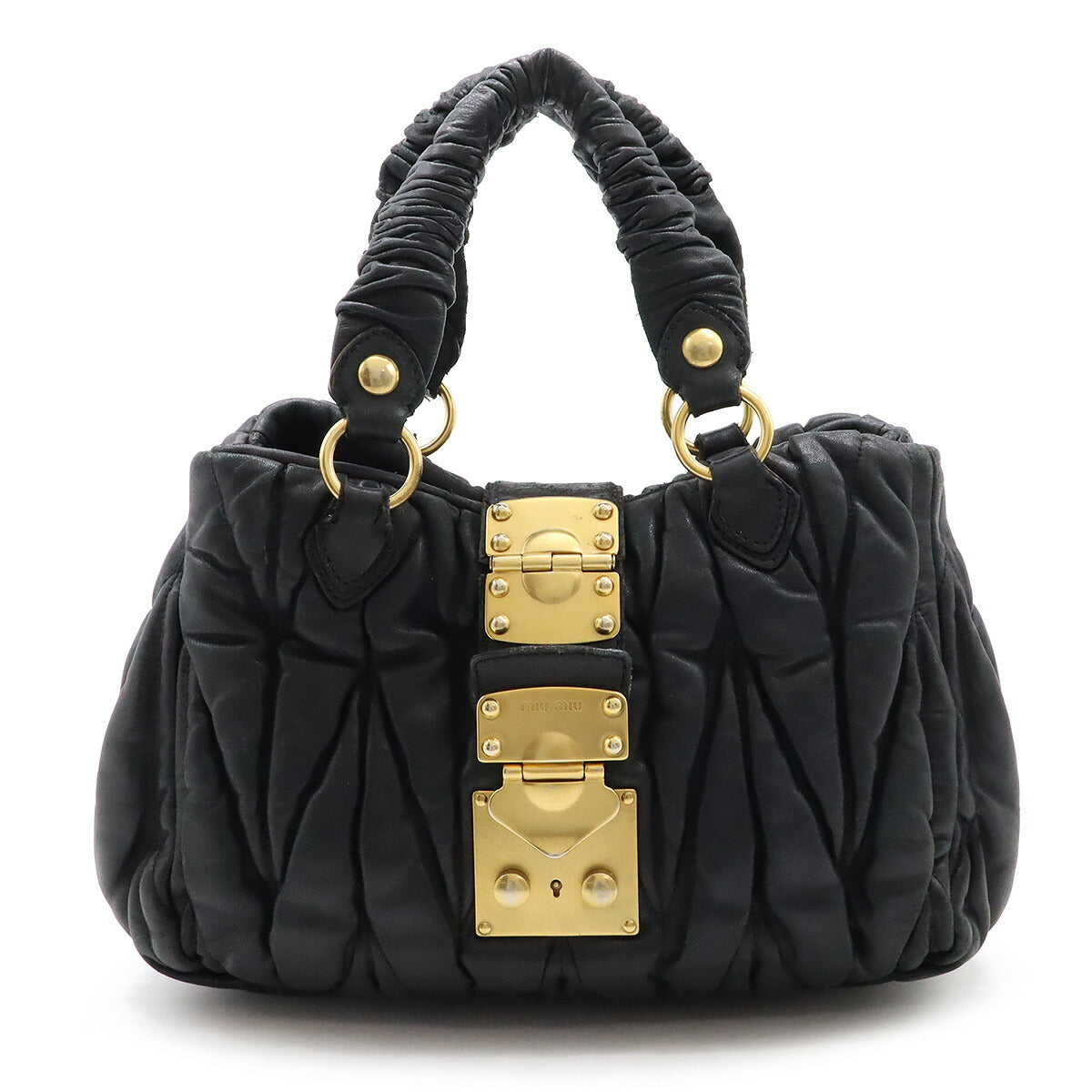 Miu Miu Leather Matelassé 2way Handbag Black