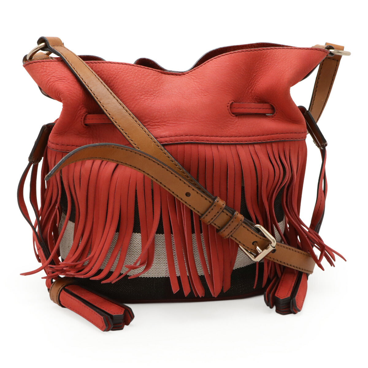Burberry Suede Canvas Leather Shoulder Bag