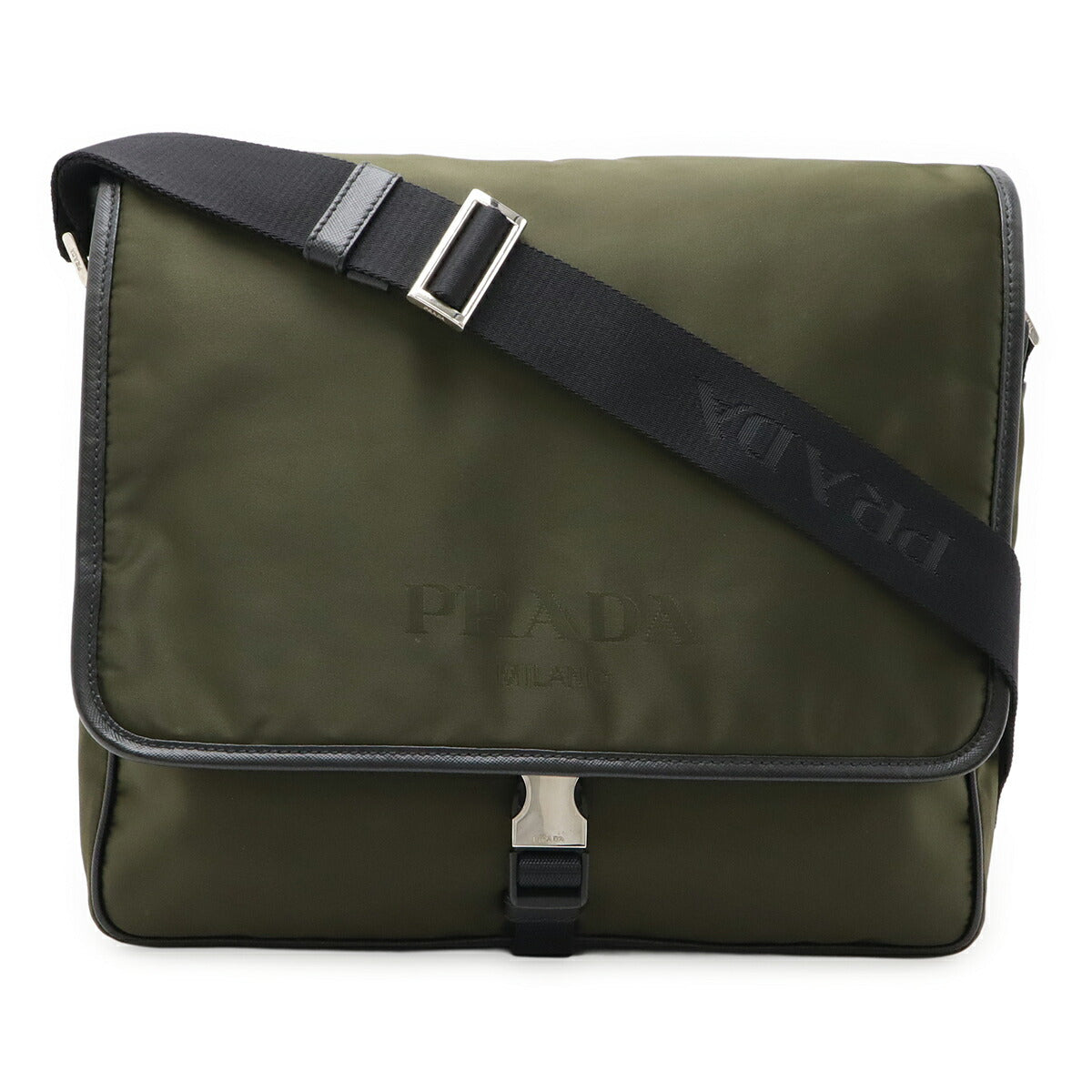 Prada Logo Jacquard Nylon Shoulder Bag