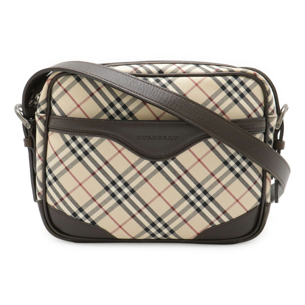 Burberry Check Canvas Leather Shoulder Bag