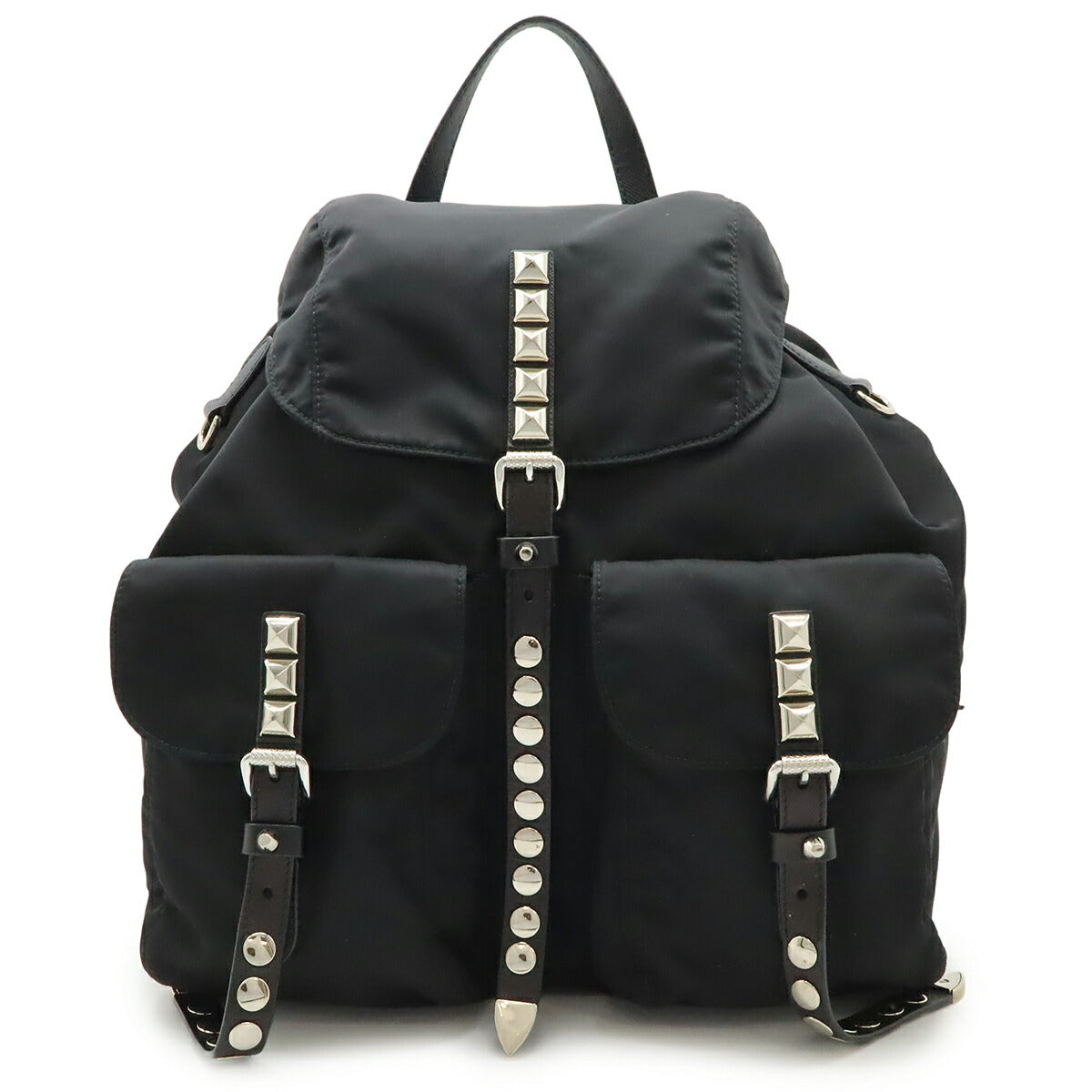 Prada Triangle Logo Nylon Leather Backpack