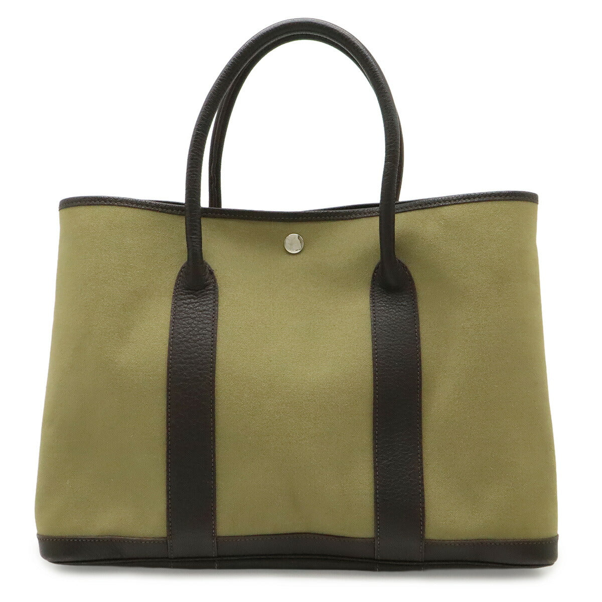 Hermes Garden Party PM Canvas Leather Tote Bag