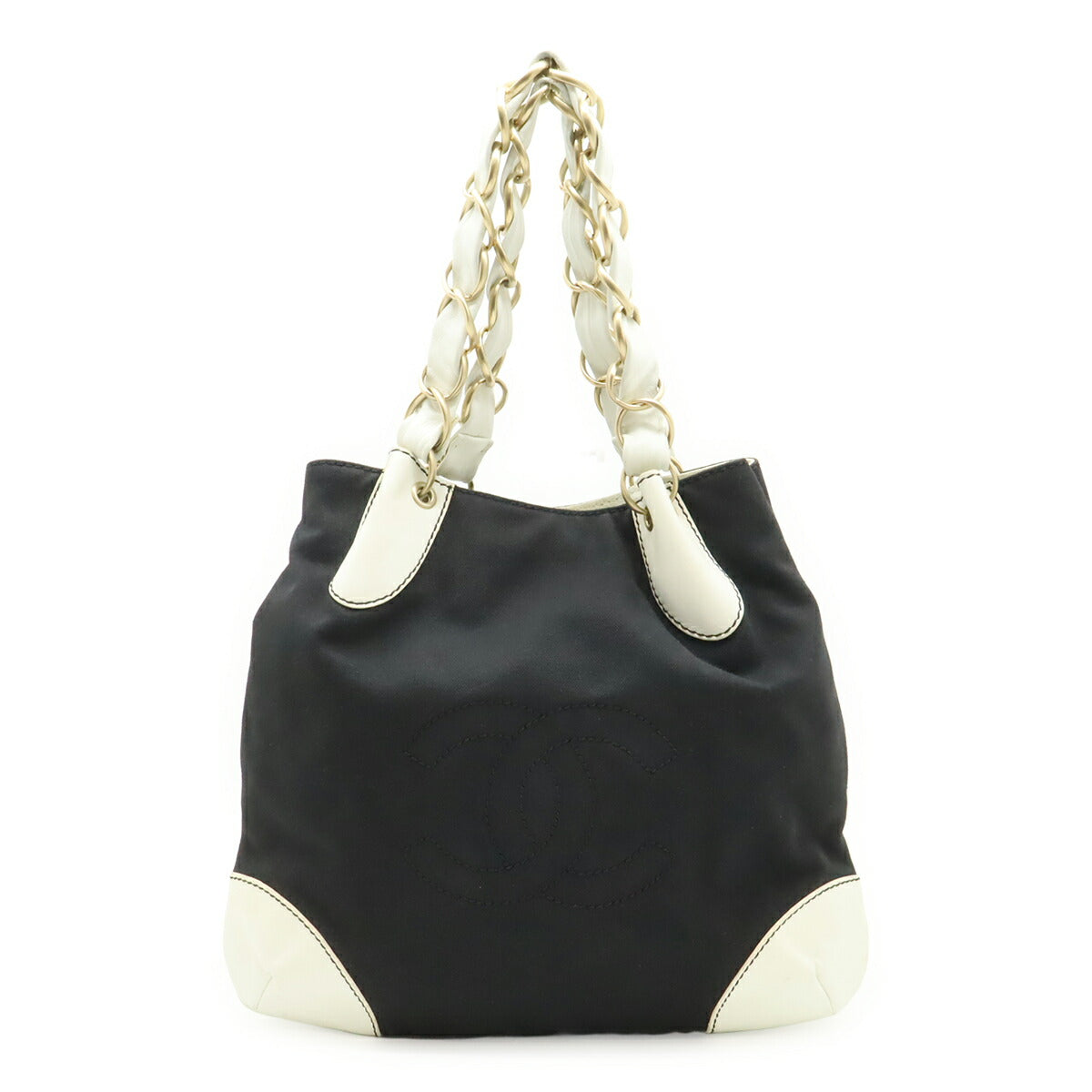 Chanel Coco Mark Canvas Leather Tote Bag