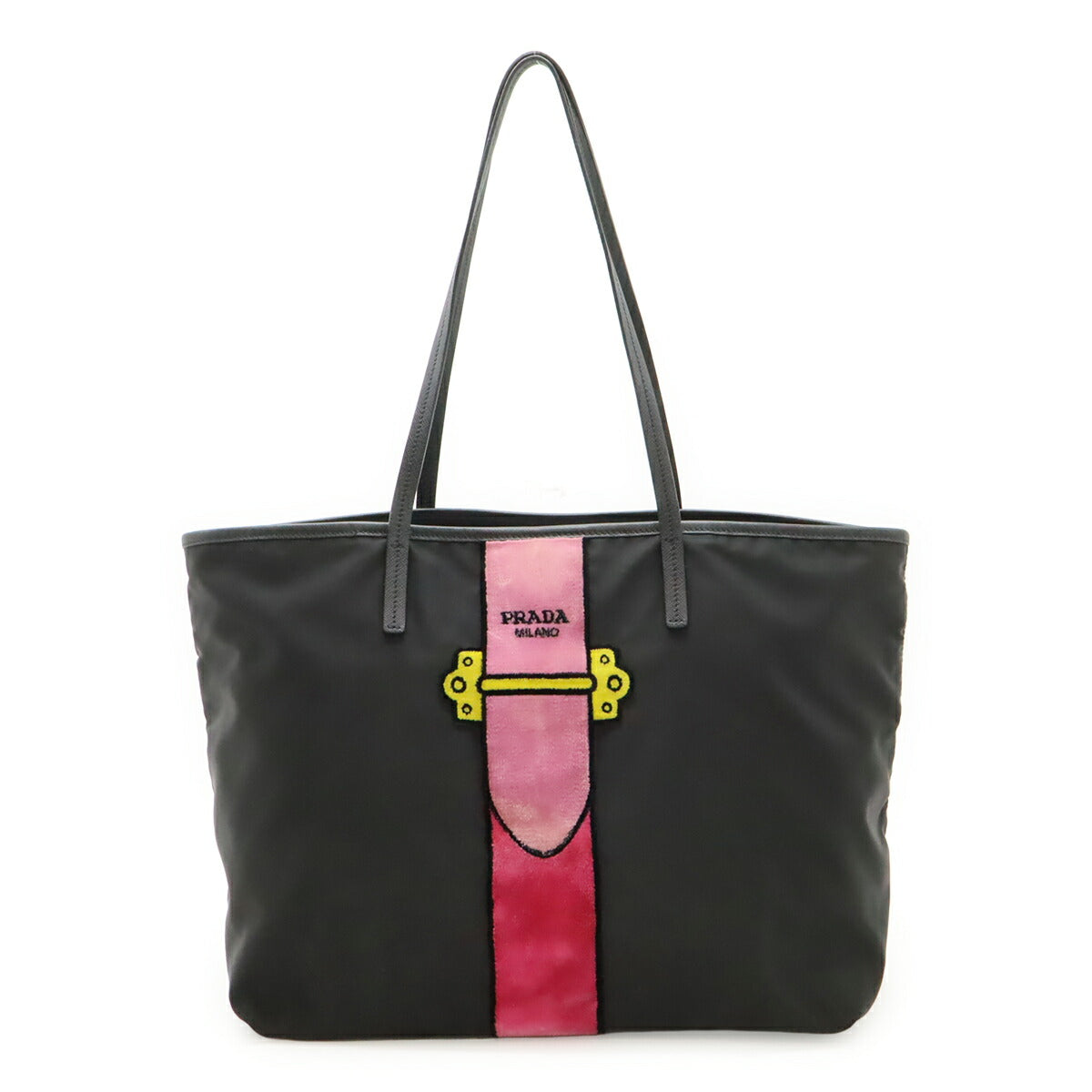 Prada Nylon Leather Tote Bag