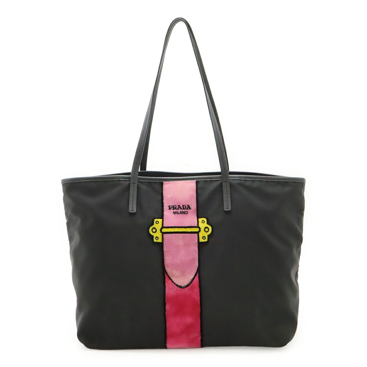 Prada Nylon Leather Tote Bag
