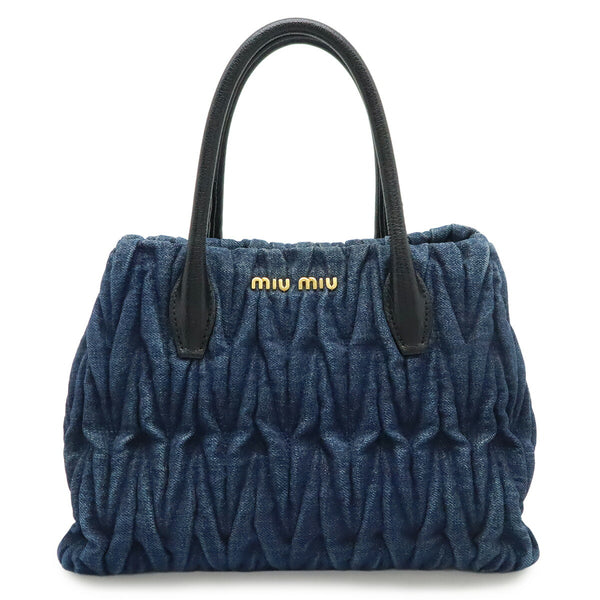 Miu Miu Matelasse Denim Leather Handbag