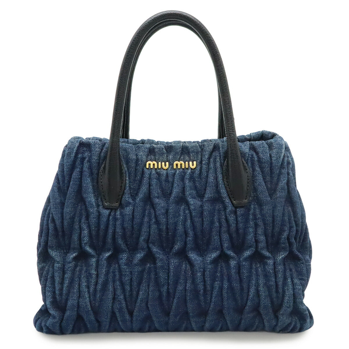 Miu Miu Matelasse Denim Leather Handbag
