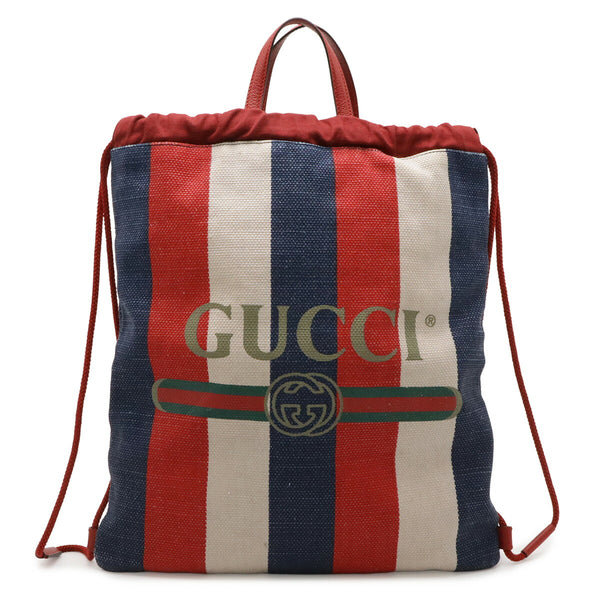 Gucci GUCCI PRINT Canvas Leather Backpack