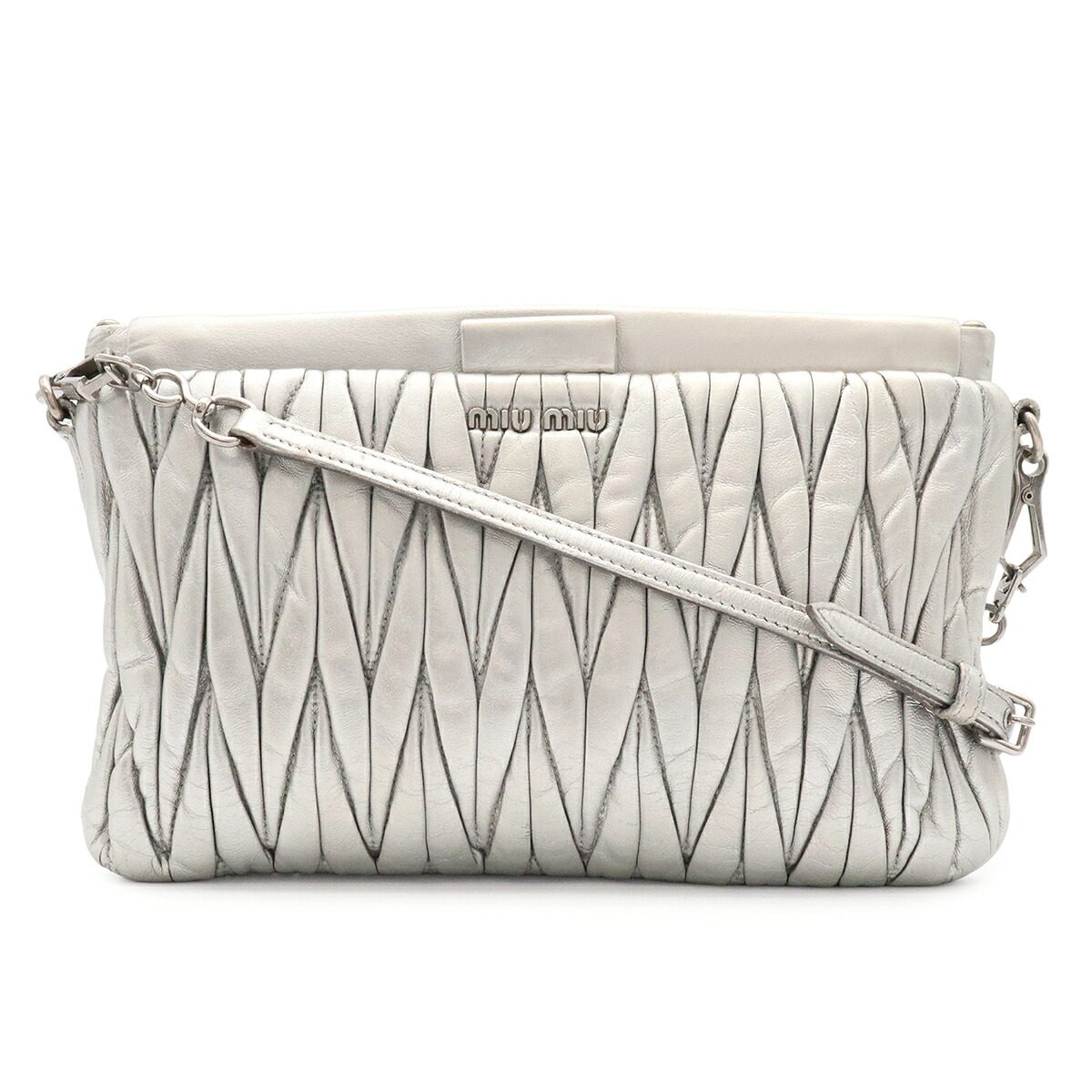 Miu Miu Matelasse Metallic Leather 2way Shoulder Bag