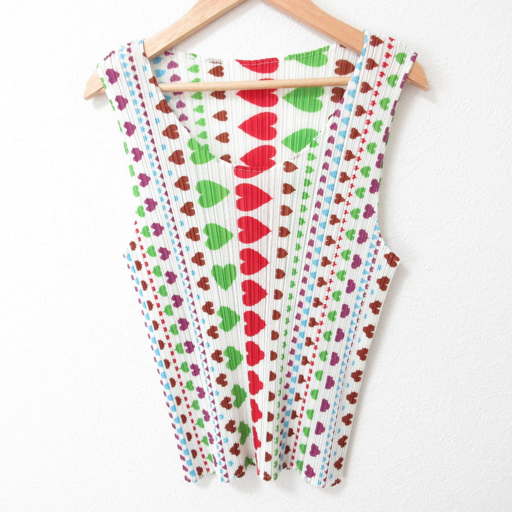 Pleats Please Issey Miyake Heart Pleated Sleeveless Top