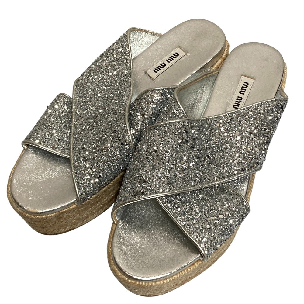 Miu Miu Glitter Platform Sandals