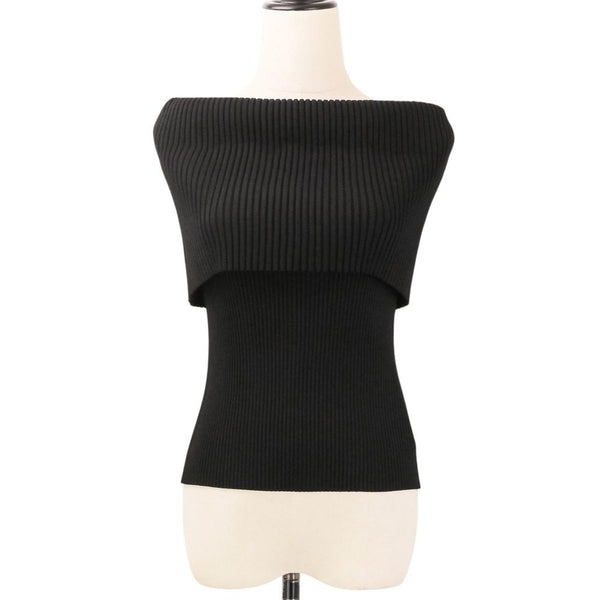 MACHATT Rib Knit Sleeveless Off Shoulder Top