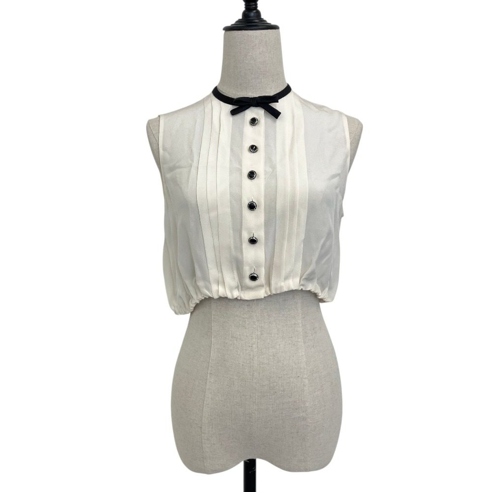 Miu Miu Sheer Ribbon Cropped Blouse