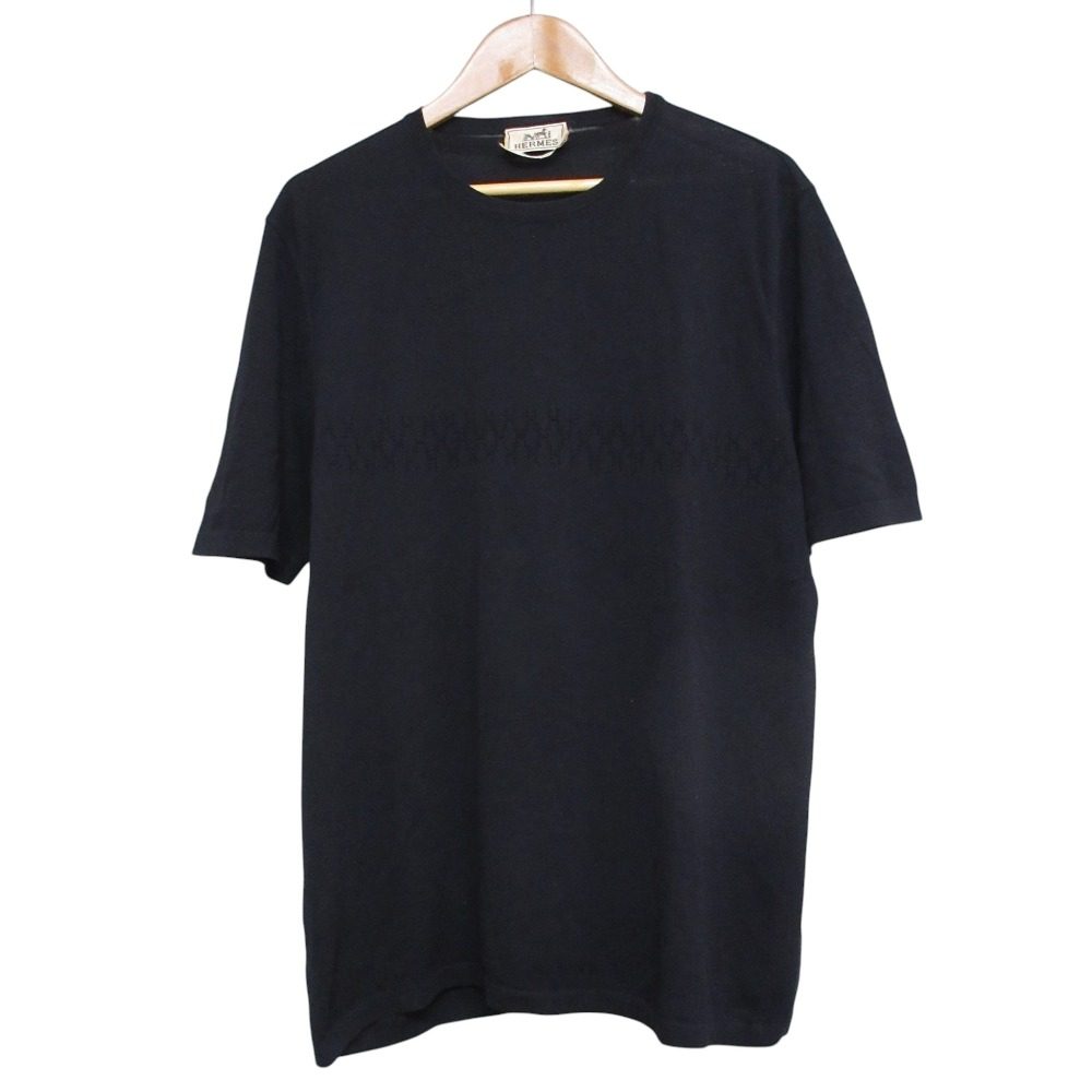 Hermes H Logo Embroidered Cotton Knit T Shirt XL